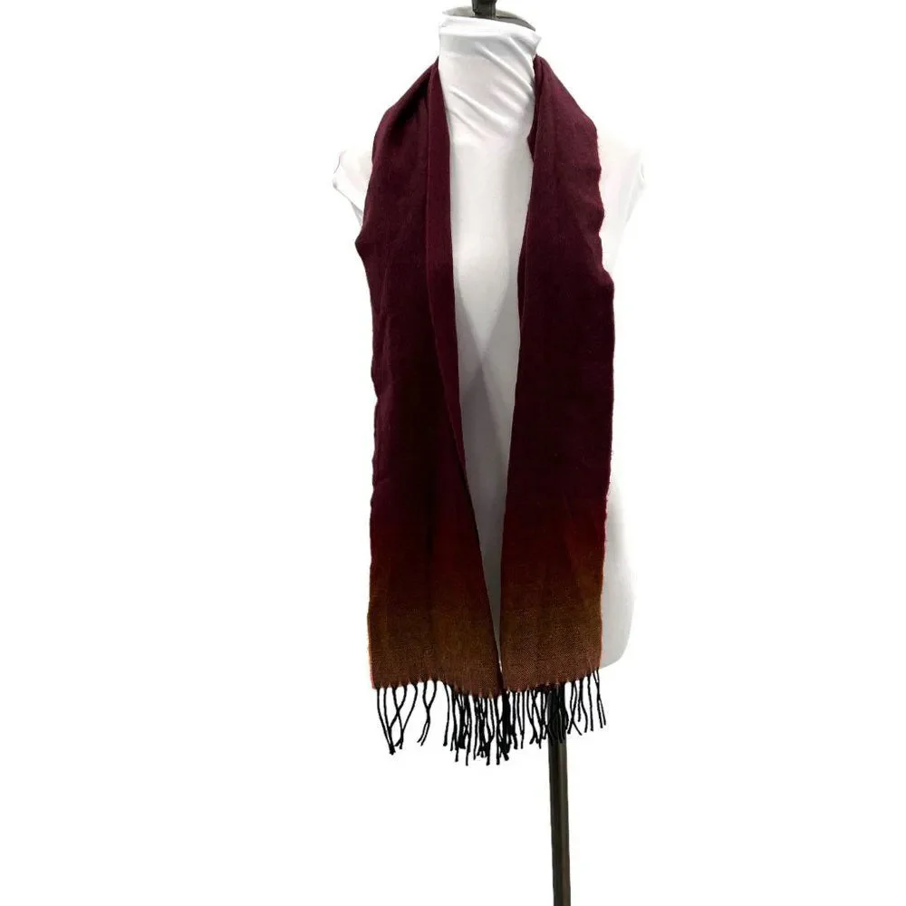Cashmere Red/Orange Ombre Scarf Made in Scotland Scottish 100% Cashmere Unisex